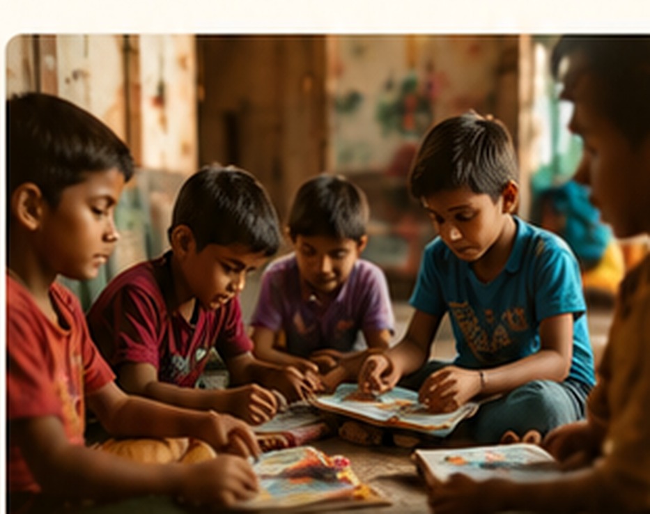 Children learning and creating together